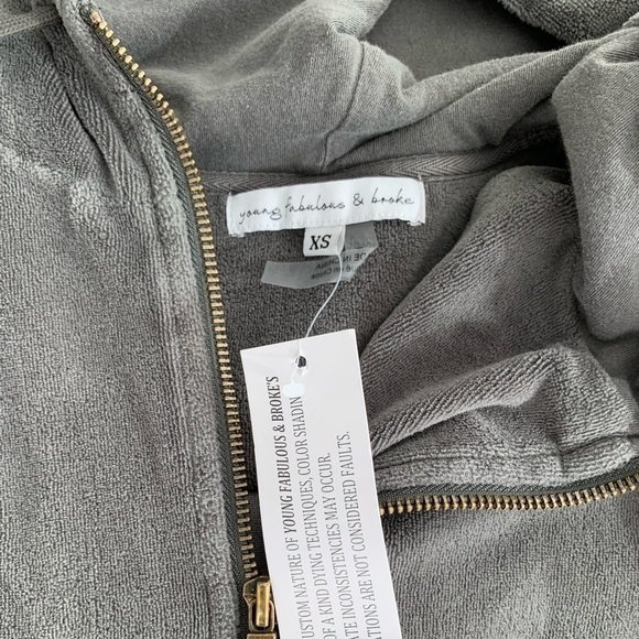 Young Fabulous & Broke velour jacket in khaki NWT - Picture 5 of 5